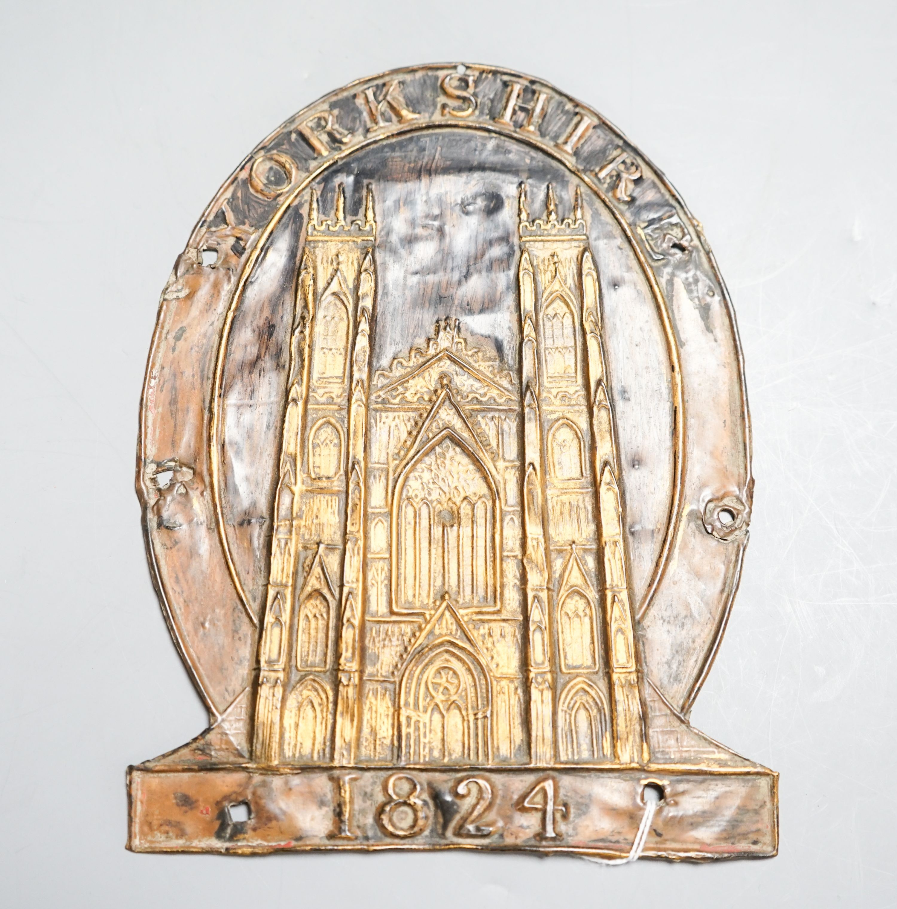 A Yorkshire Insurance copper fire plaque, 24cm